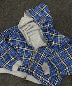 Alternative view of Winter Casual Plaid Print Hoodie Women's Warm Zip-Up Double-Sided Wear Sweatshirt Female Fashion Trendy Loose Hooded
