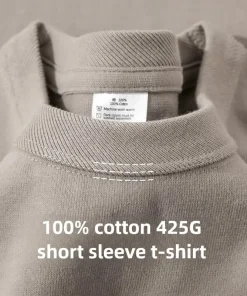 Heavy Wight 425 grams Men T Shirt Cotton Half Sleeve Brathable High Qaulity Round Neck Basic Tops Men Summer T-Shirt - Image 4