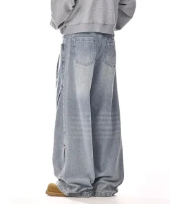 New Korean Retro Men'S Jeans High Street Straight Leg Pants Loose Casual Jeans Fashion Wide Leg Pants - Image 6