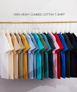 Men's 230g Heavy Cotton Short-sleeved T-shirt Men Pure Cotton Loose Solid Color Bottoming Shirt Trendy Man T-shirt Tops Clothes