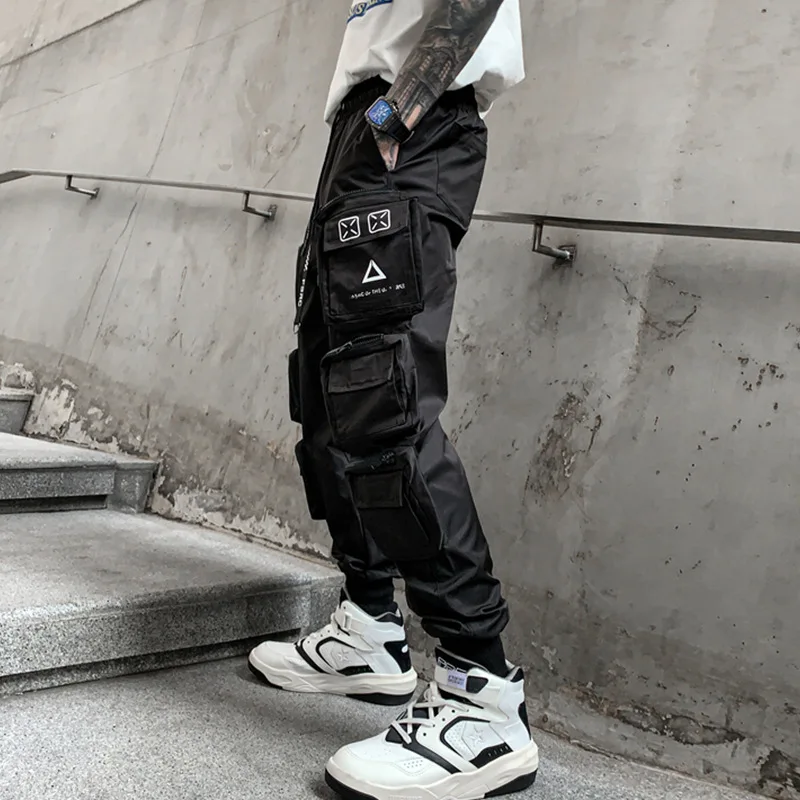 2022 Techwear Style Multi Pockets Cargo Pants Man Vintage Punk Hip Hop Pants Ribbon Casual Joggers Streetwear - Image 5