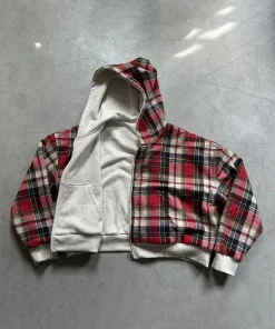 Winter Casual Plaid Print Hoodie Women's Warm Zip-Up Double-Sided Wear Sweatshirt Female Fashion Trendy Loose Hooded - Image 6