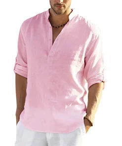 New Men's Casual Blouse Cotton Linen Shirt Loose Tops Long Sleeve Tee Shirt Spring Autumn Casual Handsome Men's Shirts - Image 5