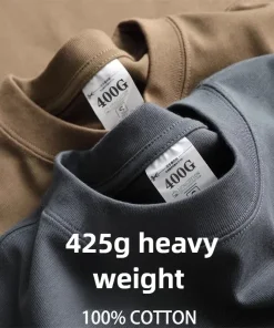 Heavy Wight 425 grams Men T Shirt Cotton Half Sleeve Brathable High Qaulity Round Neck Basic Tops Men Summer T-Shirt