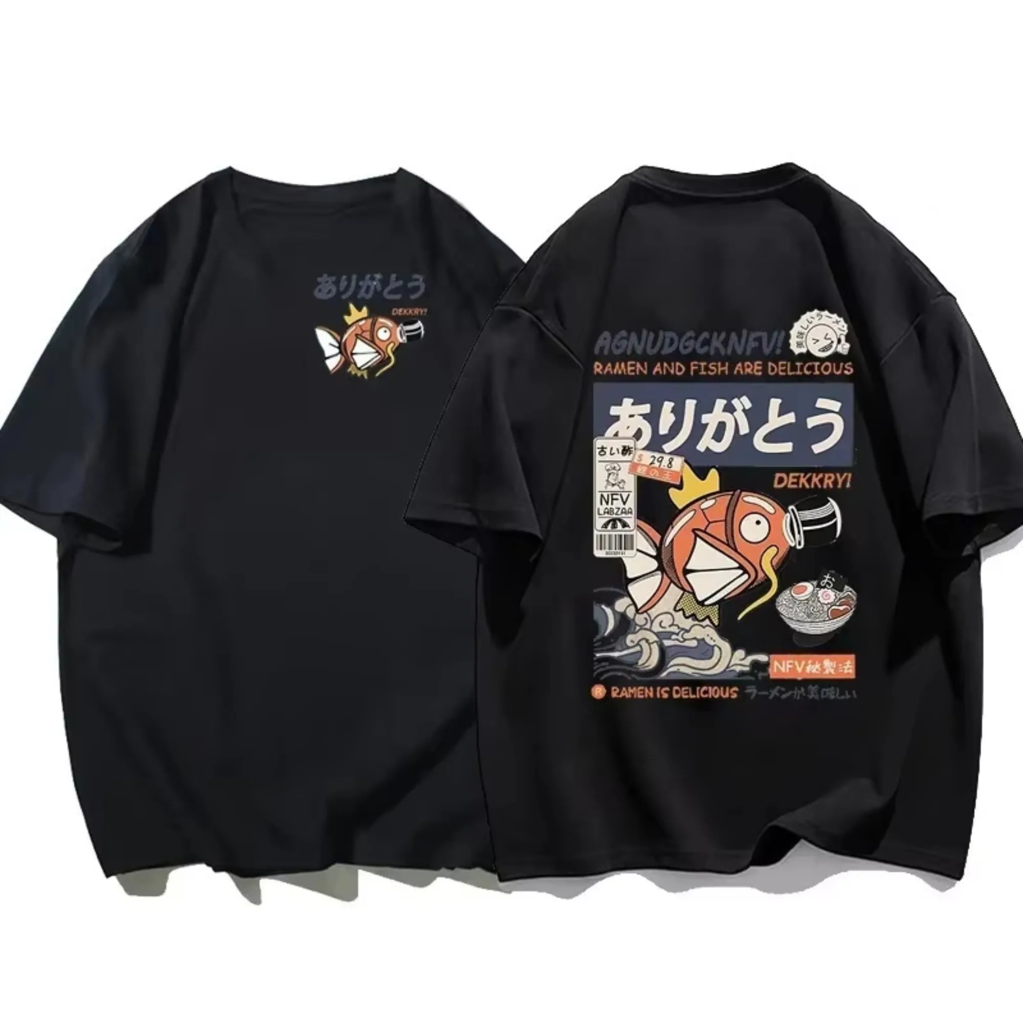 Japanese Streetwear T-shirt Men Koi Fish Soy Sauce Print Casual Women Short Sleeve Tee Summer 2025 Anime Fashion Y2k Clothes - Image 4