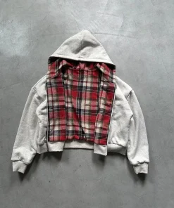 Winter Casual Plaid Print Hoodie Women's Warm Zip-Up Double-Sided Wear Sweatshirt Female Fashion Trendy Loose Hooded - Image 5