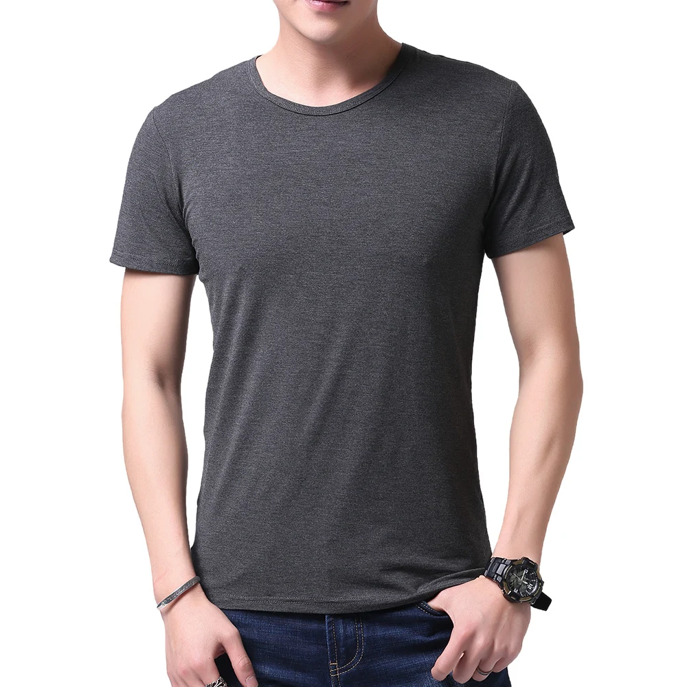95% Bamboo Fiber T Shirt for Men Comfortable Soft Viscose Tee Shirts Short Sleeve Round Neck Summer Top Gym Bodybuilding Clothes - Image 2