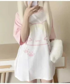 Alternative view of Aesthetics Japanese Grunge T-shirt Y2k Harajuku Anime Cartoon Cat Tops Tees Short Sleeve Women Kawaii Clothing Streetwear