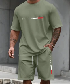 Men's Tracksuit 2 Piece ​O-neck Short Sleeve Shirt Shorts Set Men's Running Suit Plus Size T shirts Man Clothing Summer T-shirt