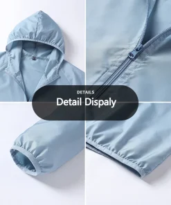 Summer Men's Sun Protection Clothing Lightweight Breathable Ice Silk Hooded Quick Dry Jacket Outdoor Anti-ultraviolet Skin Coat - Image 4