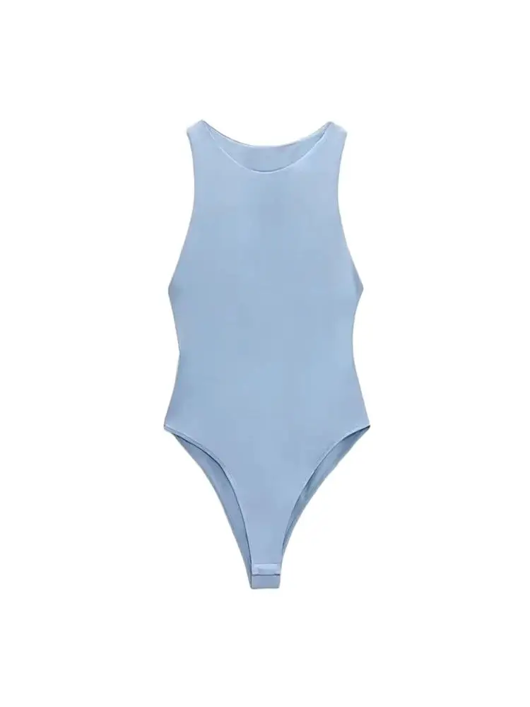 Women Fashion With Halter Neck Skinny Bodysuit Sexy Sleeveless Snap-button Female Playsuits Mujer - Image 6