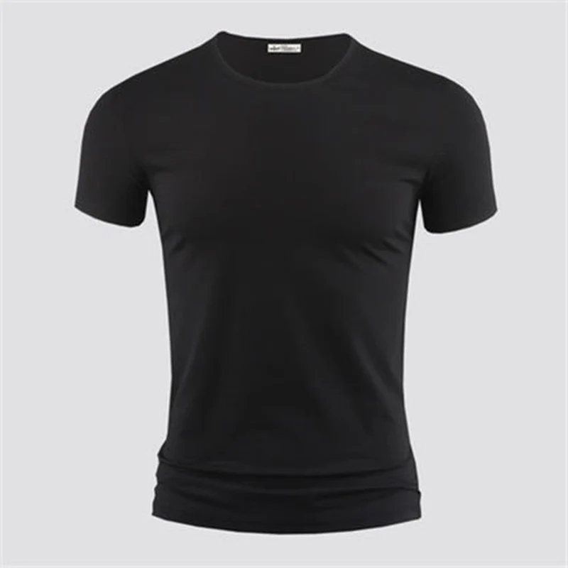 2026 Men's T Shirt Pure Color V Collar Short Sleeved Tops Tees Men T-Shirt Black Tights Man T-Shirts Fitness For Male Clothes - Image 3