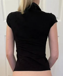 Alternative view of Women T Shirt Black Gothic 90s Vintage Vest Aesthetic Sleeveless Corset Top Vintage Tee Y2k Tank Top 2000s Coquette Clothes