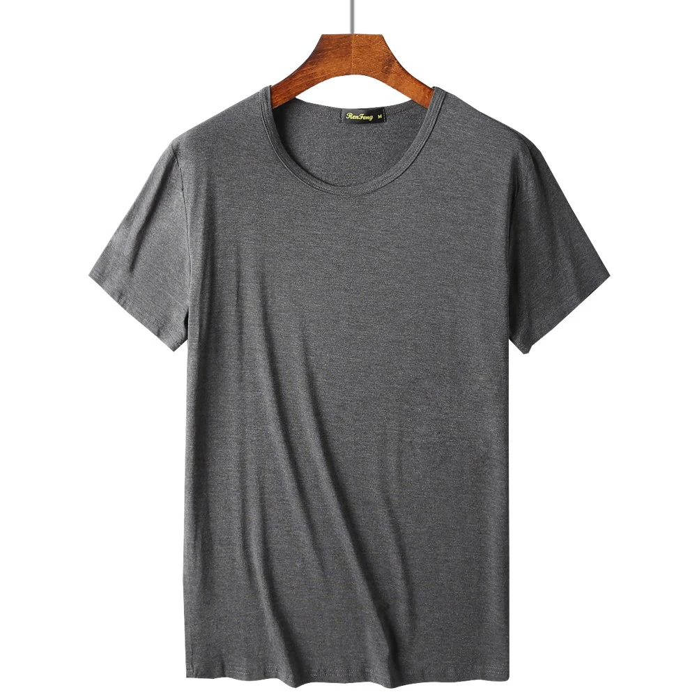 95% Bamboo Fiber T Shirt for Men Comfortable Soft Viscose Tee Shirts Short Sleeve Round Neck Summer Top Gym Bodybuilding Clothes - Image 5