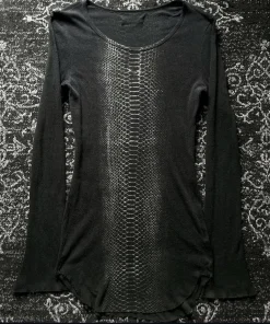 Subculture Vintage Retro Early Visual Style Punk Rock Personality Avant-Garde Python Print Long-Sleeve T-Shirt Top - Image 4