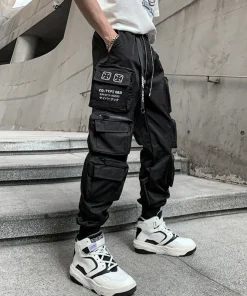 Alternative view of 2022 Techwear Style Multi Pockets Cargo Pants Man Vintage Punk Hip Hop Pants Ribbon Casual Joggers Streetwear