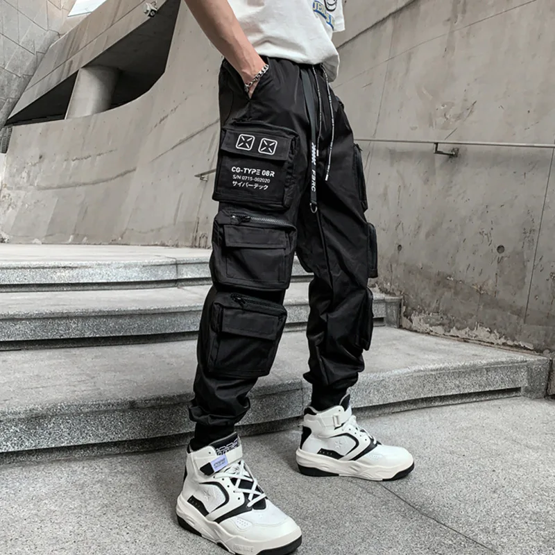 2022 Techwear Style Multi Pockets Cargo Pants Man Vintage Punk Hip Hop Pants Ribbon Casual Joggers Streetwear - Image 2