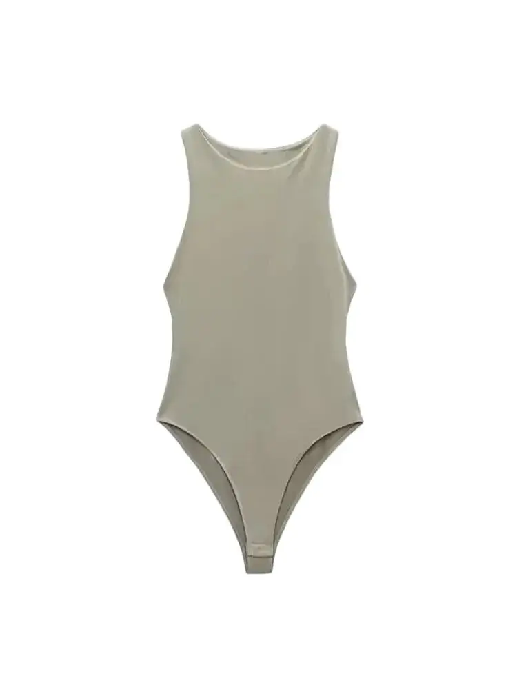 Women Fashion With Halter Neck Skinny Bodysuit Sexy Sleeveless Snap-button Female Playsuits Mujer - Image 4