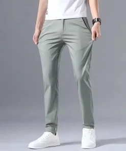 2025 Spring Autumn Thin Slim Men Casual Pants Classic Business Cotton Stretch Golf Trousers Korean Fashion Male Clothing Pants - Image 6