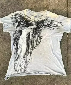 Classic Y2K Gothic Style T-shirt Print Oversized T Shirt High Street Shirts Gothic Round Neck Cotton Tops New Mens Women T Shirt - Image 5