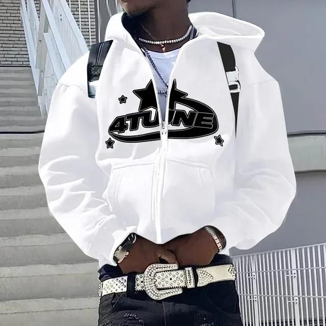 Zip Up Hoodies Cardigan Hooded Warmth Sweatshirt Aesthetics Letter Print Trend Casual Hip Hop Y2k New Sweatshirts Men's Clothing - Image 4