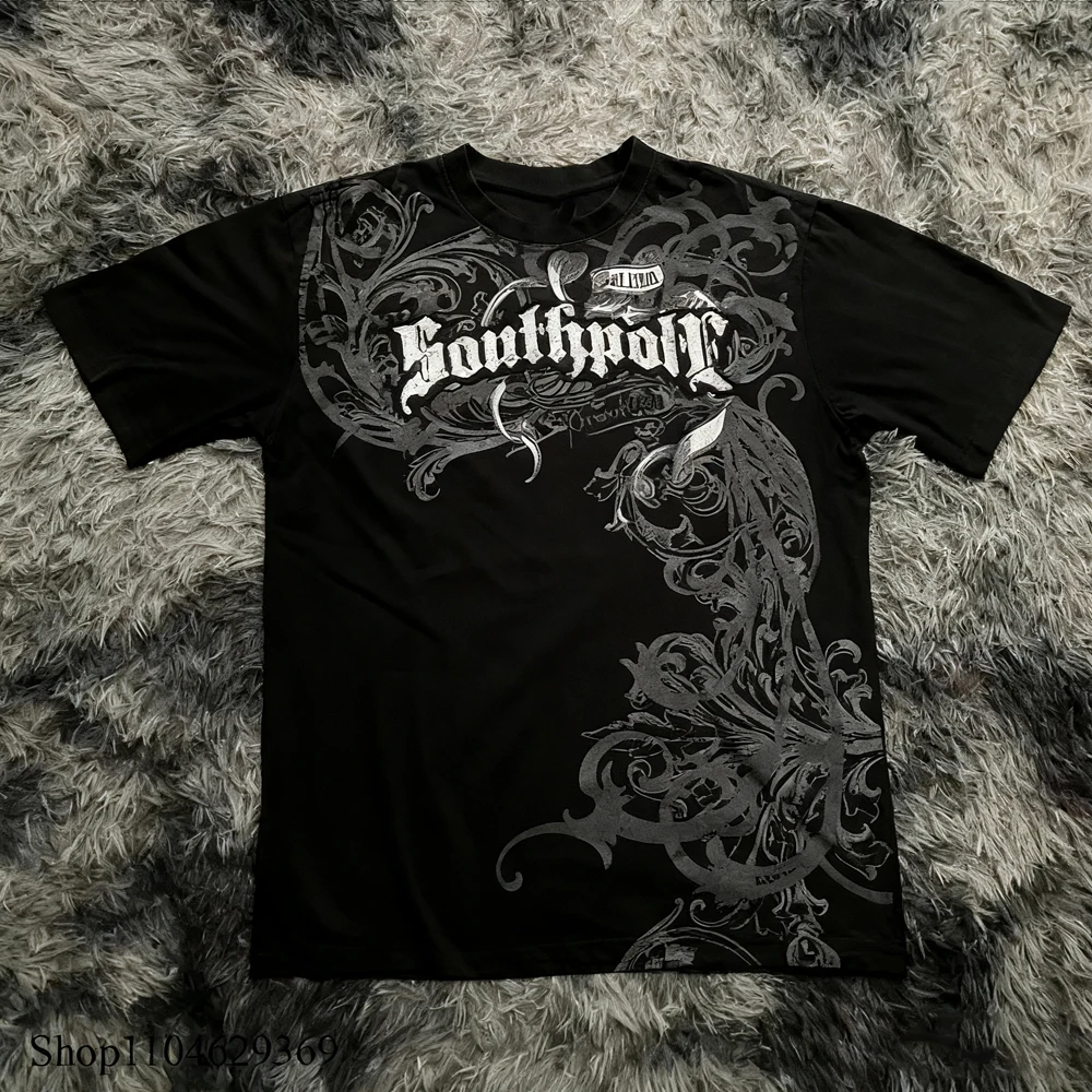 Classic Y2K Gothic Style T-shirt Print Oversized T Shirt High Street Shirts Gothic Round Neck Cotton Tops New Mens Women T Shirt - Image 2