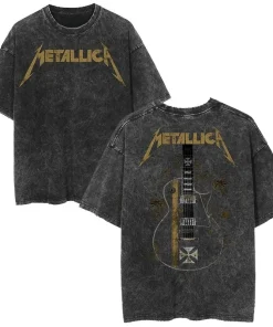 2026 and men women Classic washed T-shirt featuring the Metallica rock band Suitable for high-end luxurious outfits clothes - Image 5