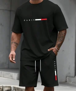 Alternative view of Men's Tracksuit 2 Piece ​O-neck Short Sleeve Shirt Shorts Set Men's Running Suit Plus Size T shirts Man Clothing Summer T-shirt