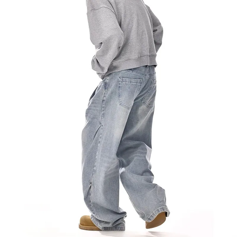 New Korean Retro Men'S Jeans High Street Straight Leg Pants Loose Casual Jeans Fashion Wide Leg Pants - Image 5