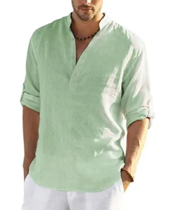 New Men's Casual Blouse Cotton Linen Shirt Loose Tops Long Sleeve Tee Shirt Spring Autumn Casual Handsome Men's Shirts - Image 4