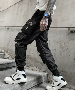 2022 Techwear Style Multi Pockets Cargo Pants Man Vintage Punk Hip Hop Pants Ribbon Casual Joggers Streetwear - Image 4