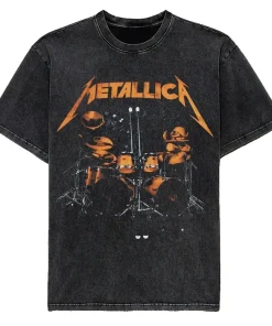 2026 and men women Classic washed T-shirt featuring the Metallica rock band Suitable for high-end luxurious outfits clothes - Image 4