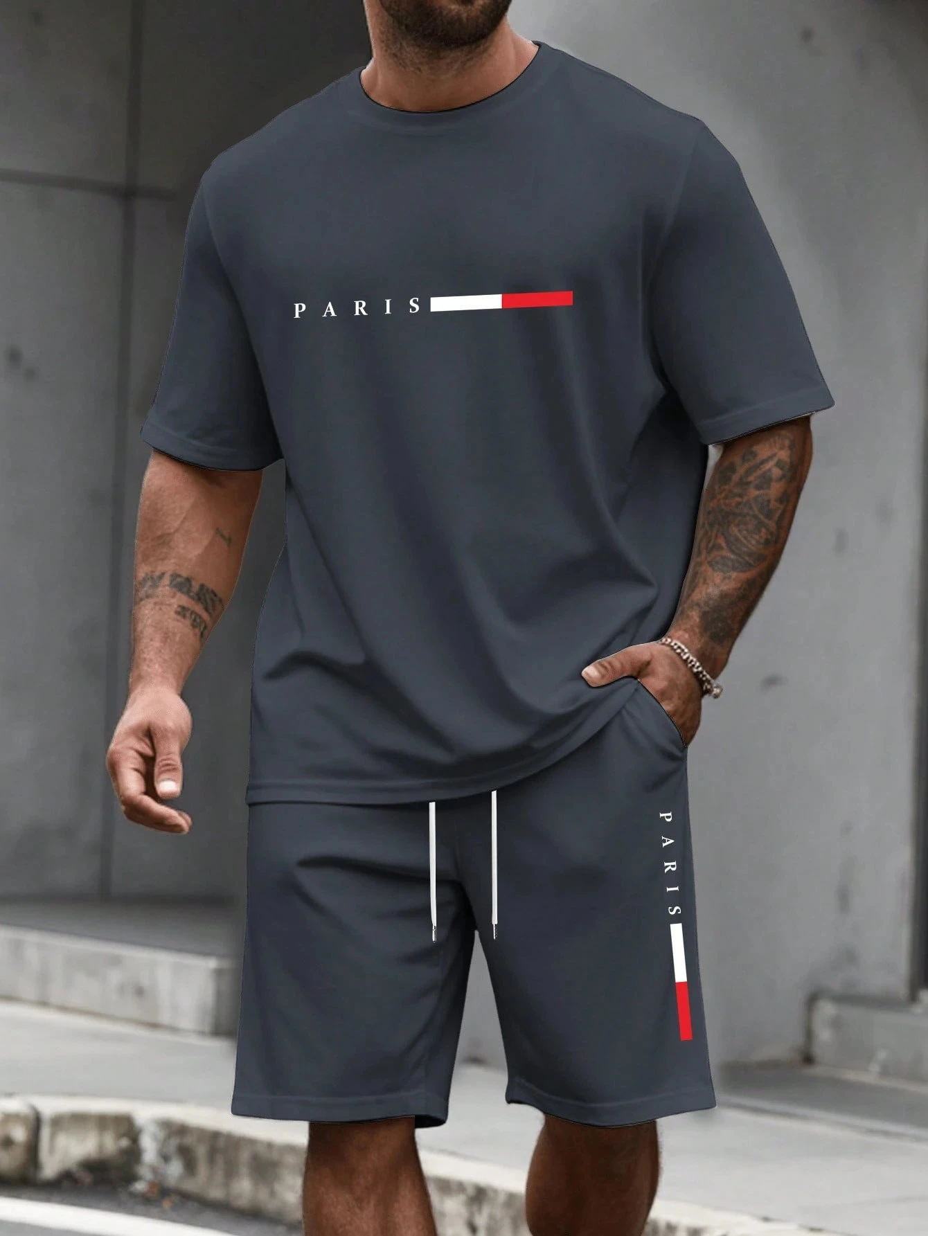 Men's Tracksuit 2 Piece O-neck Short Sleeve Shirt Shorts Set Men's Running Suit Plus Size T shirts Man Clothing Summer T-shirt - Image 3