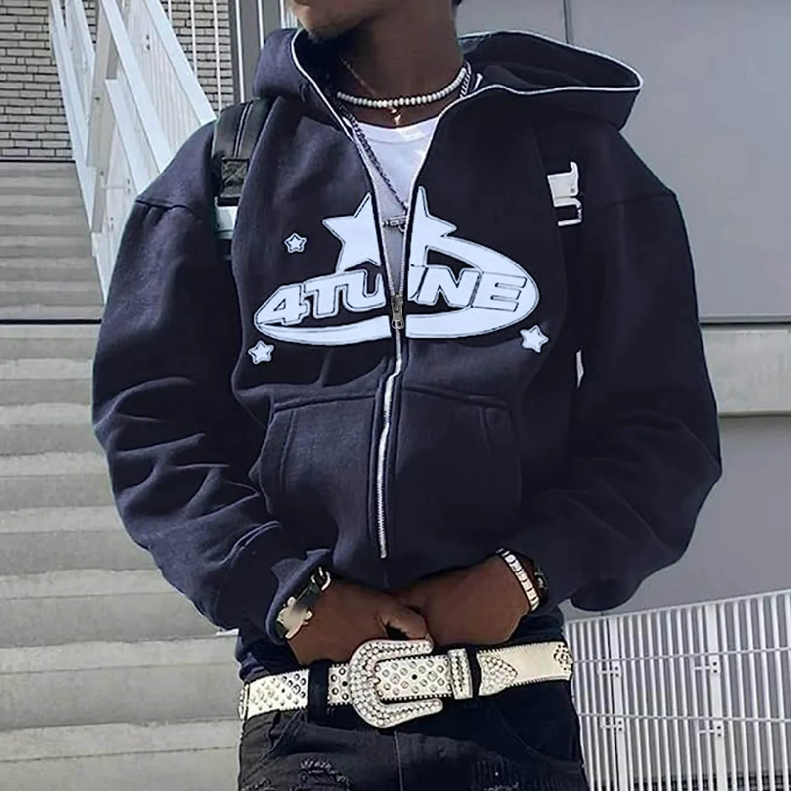 Zip Up Hoodies Cardigan Hooded Warmth Sweatshirt Aesthetics Letter Print Trend Casual Hip Hop Y2k New Sweatshirts Men's Clothing - Image 3