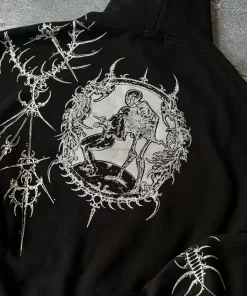 New Y2K Streetwear Jeans American Street Clothes Mens Womens Harajuku Skull Straight Wide-leg Pants Hip-hop Casual Hoodie Top - Image 6