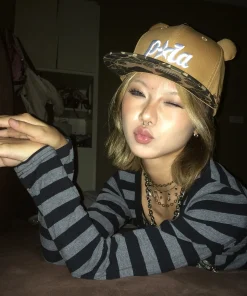 Karrram Trashy Y2k Crop Top Japanese 2000s Style Striped Long Sleeved T-shirt Vintage Harajuku High Street Tops American Retro - Image 5