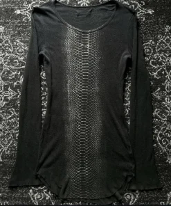 Subculture Vintage Retro Early Visual Style Punk Rock Personality Avant-Garde Python Print Long-Sleeve T-Shirt Top