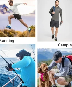 Mens UPF50+ Performance T-Shirt Hoodie Long Sleeve Casual Sun Protection T-Shirt Running Quick Dry Hoodie Sunscreen Fishing Wear - Image 5