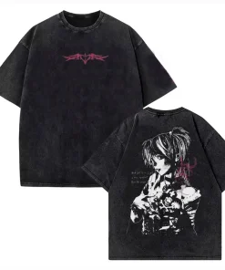 Vintage Washed DEATH NOTE T Shirts L Lawliet Graphic Print T-Shirts Tshirt Short Sleeve 100% Cotton Soft Tee Men Women Clothes