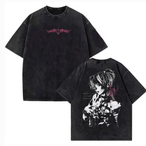 Vintage Washed DEATH NOTE T Shirts L Lawliet Graphic Print T-Shirts Tshirt Short Sleeve 100% Cotton Soft Tee Men Women Clothes
