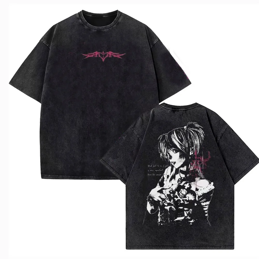Vintage Washed DEATH NOTE T Shirts L Lawliet Graphic Print T-Shirts Tshirt Short Sleeve 100% Cotton Soft Tee Men Women Clothes