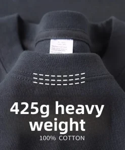 Alternative view of Heavy Wight 425 grams Men T Shirt Cotton Half Sleeve Brathable High Qaulity Round Neck Basic Tops Men Summer T-Shirt
