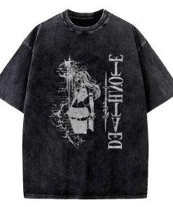 Vintage Washed DEATH NOTE T Shirts L Lawliet Graphic Print T-Shirts Tshirt Short Sleeve 100% Cotton Soft Tee Men Women Clothes - Image 5