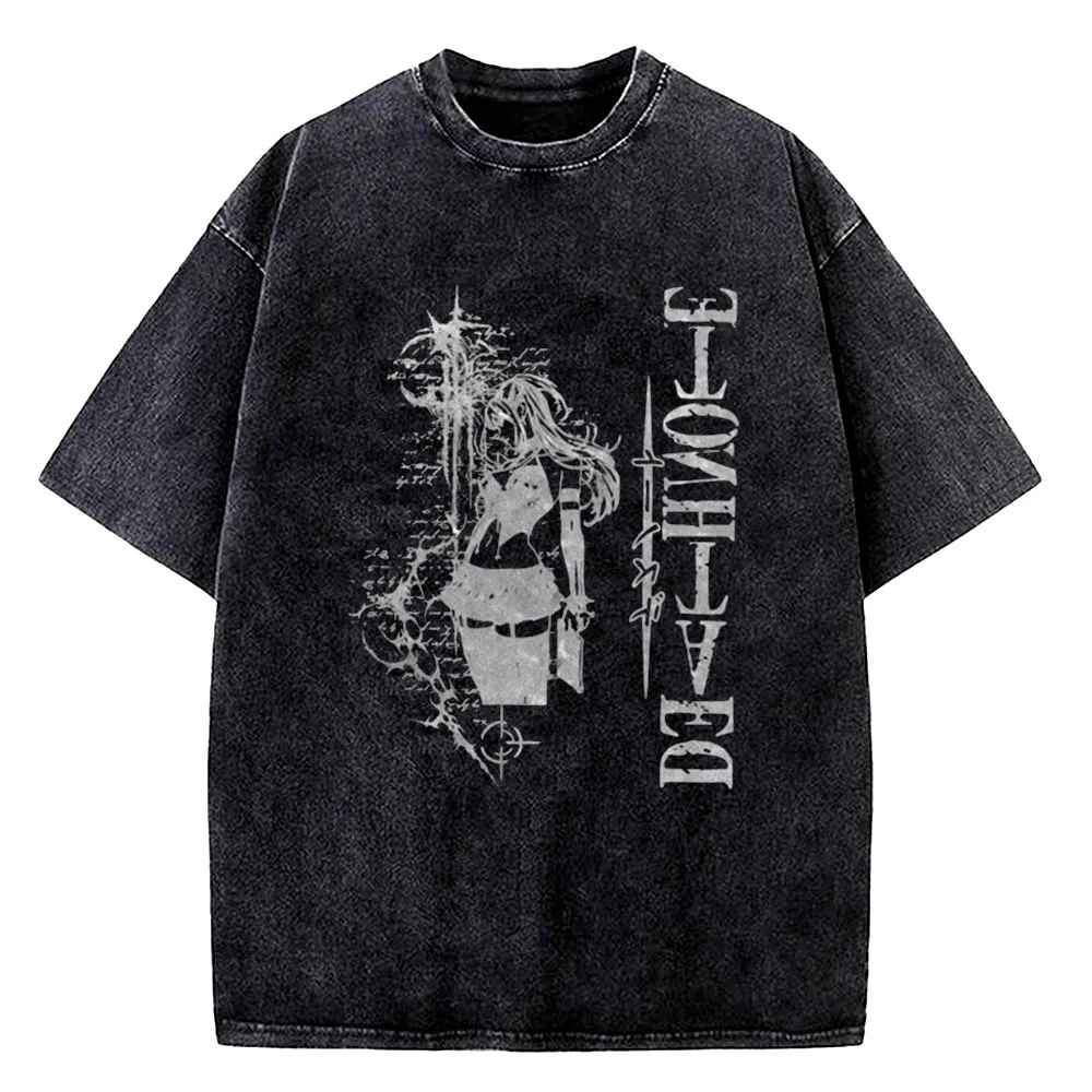 Vintage Washed DEATH NOTE T Shirts L Lawliet Graphic Print T-Shirts Tshirt Short Sleeve 100% Cotton Soft Tee Men Women Clothes - Image 5