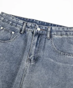 2026 Autumn Men Curved Seam Baggy Jeans Vintage Wash High Waist American Street Wide Leg Denim Pants - Image 4