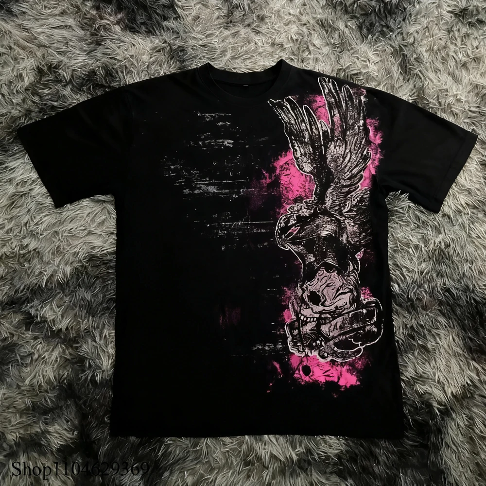 Classic Y2K Gothic Style T-shirt Print Oversized T Shirt High Street Shirts Gothic Round Neck Cotton Tops New Mens Women T Shirt - Image 4