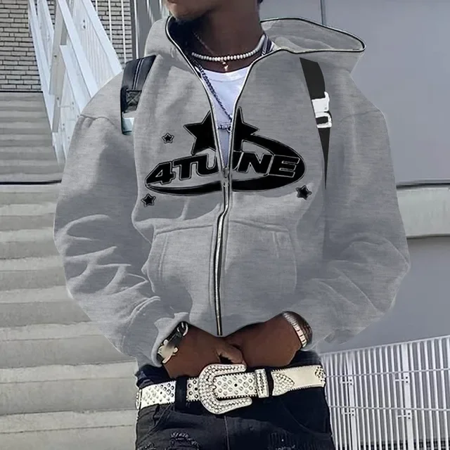 Zip Up Hoodies Cardigan Hooded Warmth Sweatshirt Aesthetics Letter Print Trend Casual Hip Hop Y2k New Sweatshirts Men's Clothing - Image 5