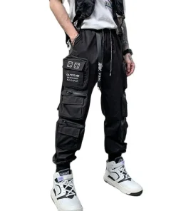 2022 Techwear Style Multi Pockets Cargo Pants Man Vintage Punk Hip Hop Pants Ribbon Casual Joggers Streetwear - Image 6