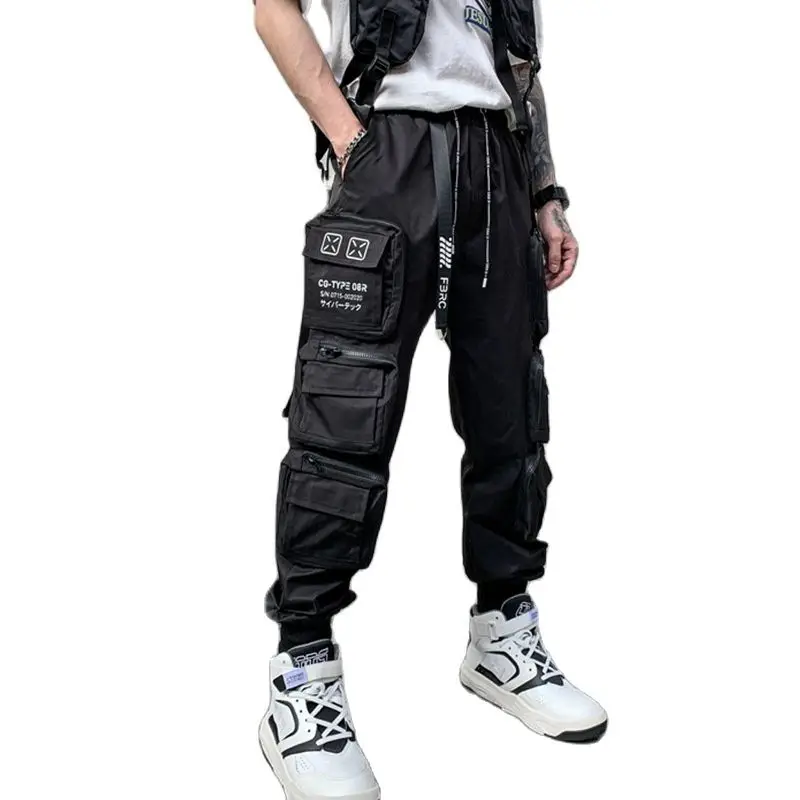 2022 Techwear Style Multi Pockets Cargo Pants Man Vintage Punk Hip Hop Pants Ribbon Casual Joggers Streetwear - Image 6