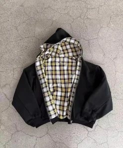 Winter Casual Plaid Print Hoodie Women's Warm Zip-Up Double-Sided Wear Sweatshirt Female Fashion Trendy Loose Hooded - Image 3